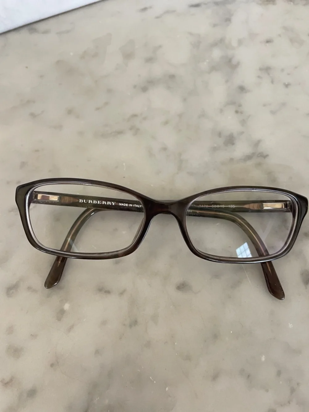 BURBERRY Havana Brown Tortoiseshell Rectangular RX Glasses